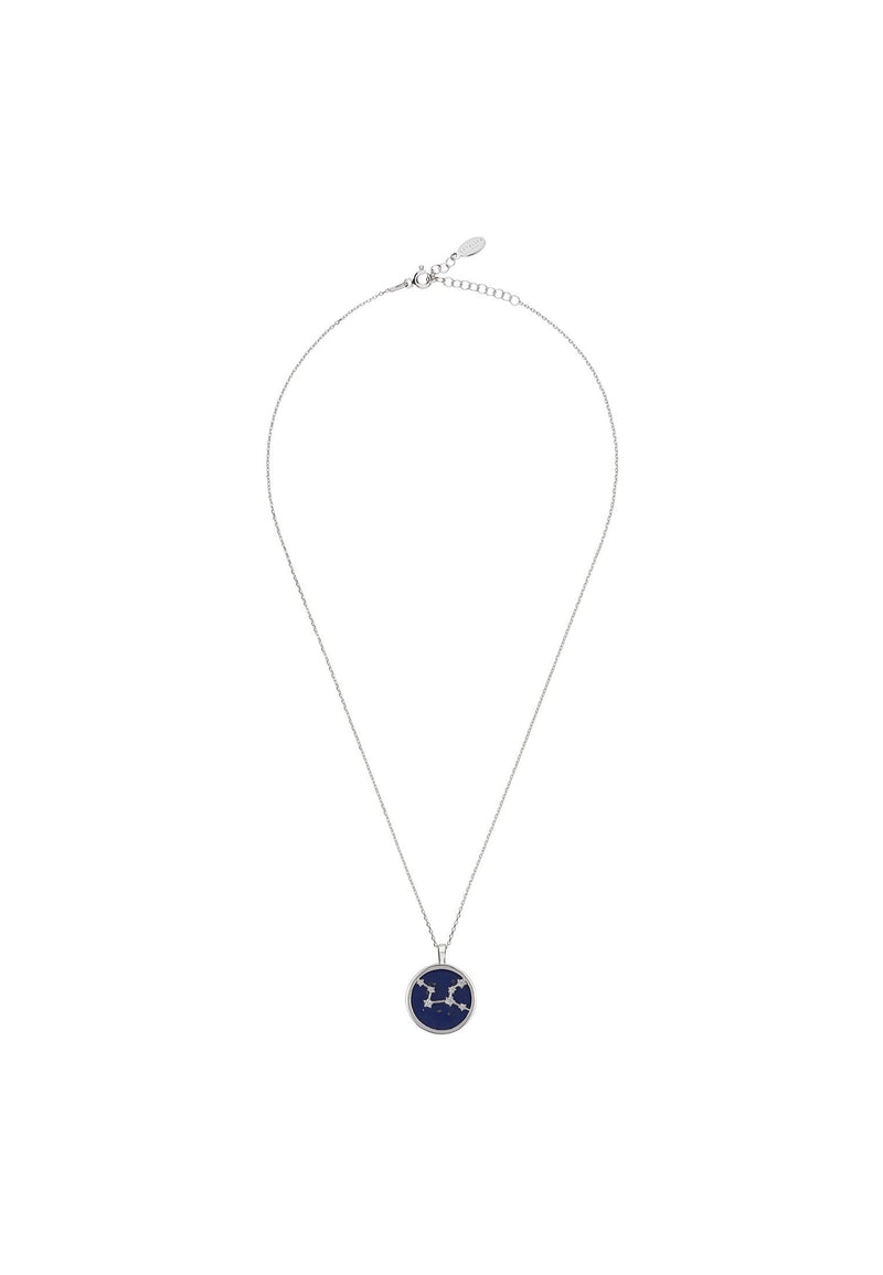 Zodiac Lapis Lazuli Gemstone Star Constellation Pendant Necklace Silver Virgo