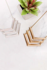 Pna146 - Three Line Chained Chevron Necklace