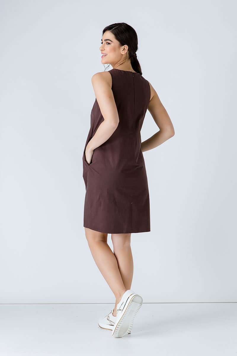 Brown Cotton Sack Dress