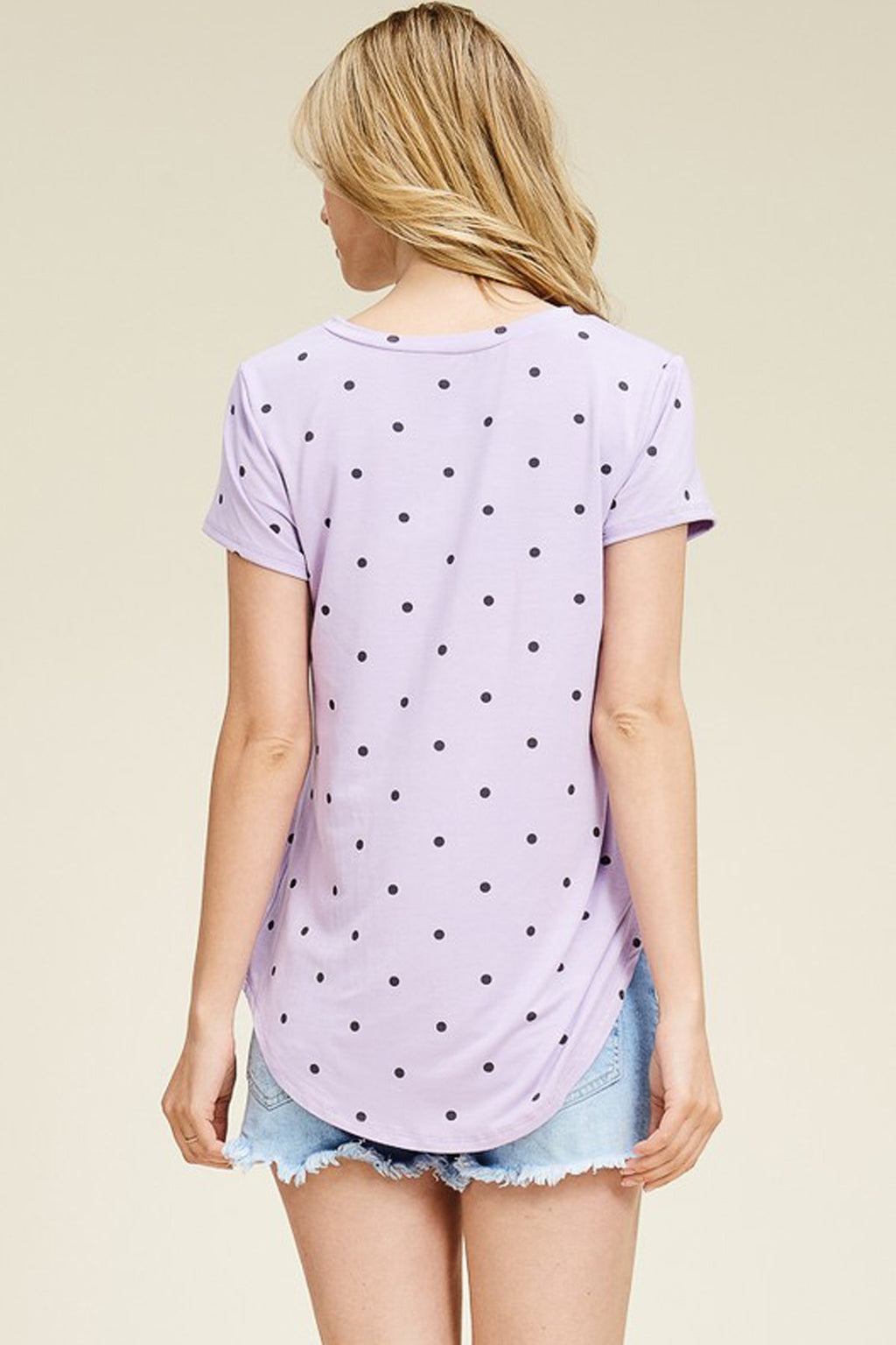 Relaxed Polka Dot Crew Neck Top