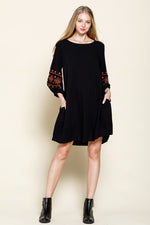 Embroidered Long Sleeve Dress