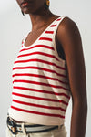 Striped Cropped Top in Red and White