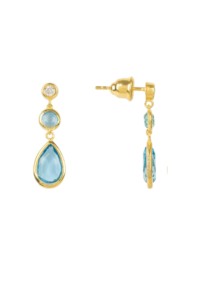 Tuscany Gemstone Drop Earring Gold Blue Topaz