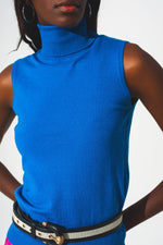 Knitted Tank Jumper in Blue