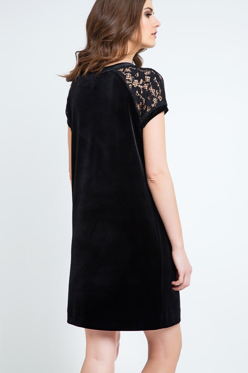 Velvet and Lace Black Dress