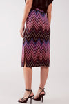 Midi Skirt in Fuchsia Geo Print