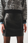 Black Leather Effect Miniskirt