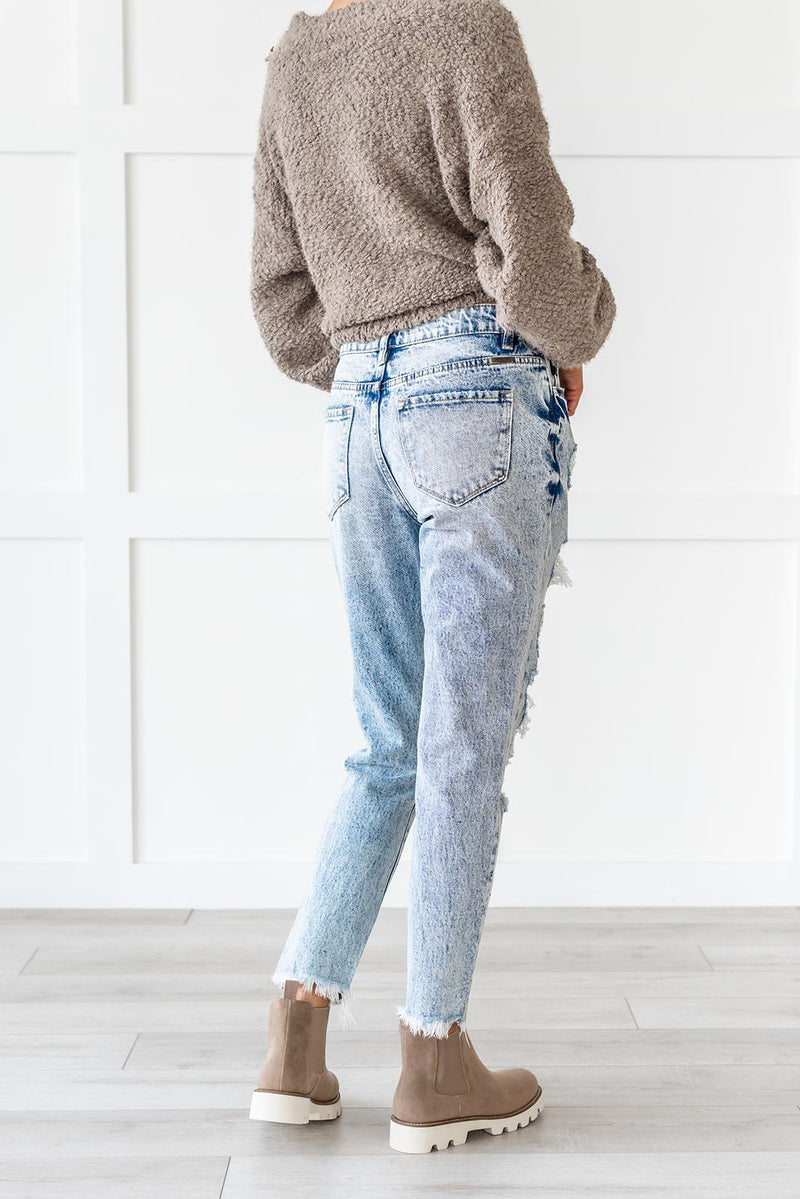 Girl Gang Stone Washed Distressed Jeans