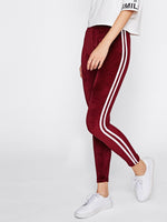 Side Striped Velvet Leggings