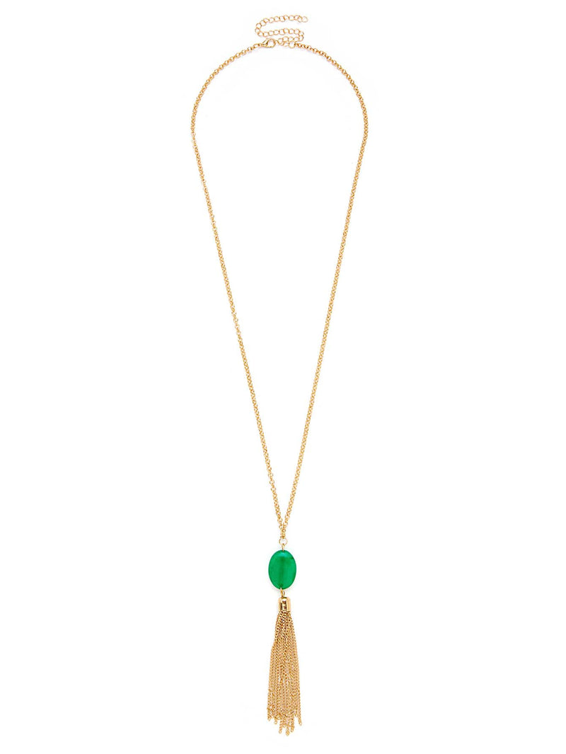 Contrast Chain Tassel Pendant Necklace