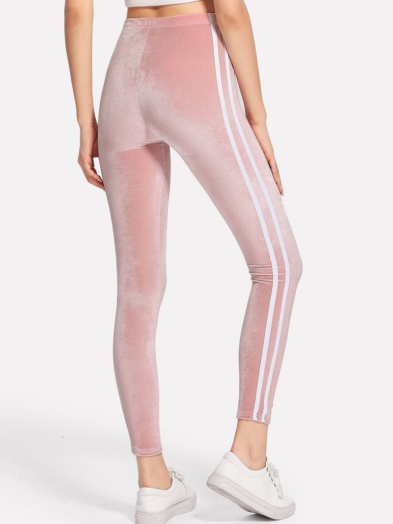 Side Striped Velvet Leggings