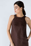 Brown Sleeveless Sack Dress