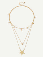 Star Pendant Layered Chain Necklace