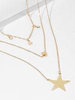 Star Pendant Layered Chain Necklace