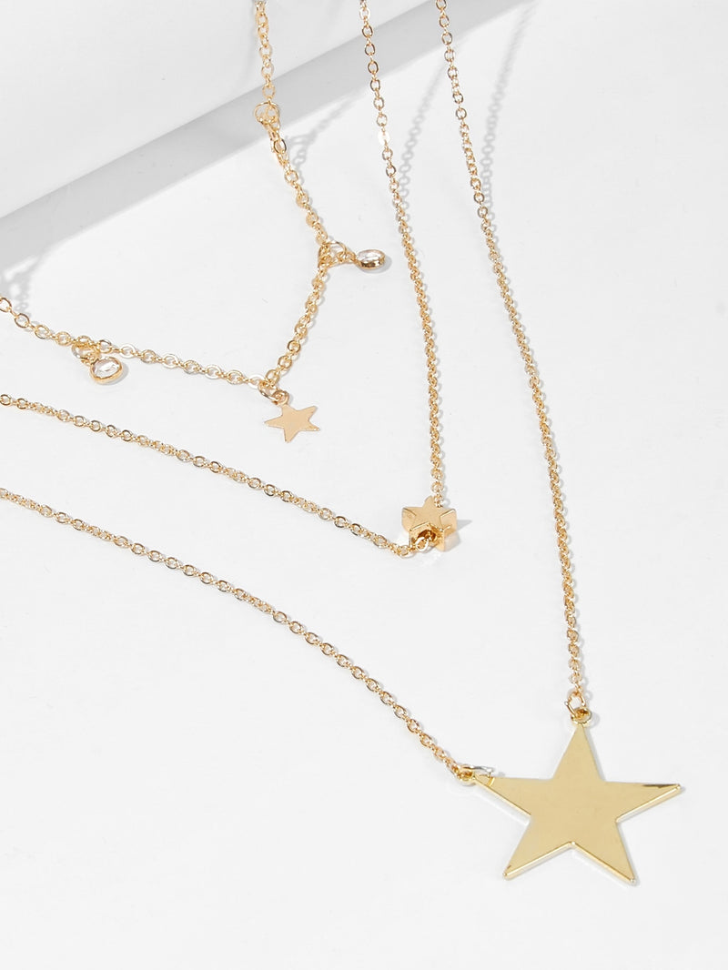 Star Pendant Layered Chain Necklace