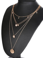 Disc Pendant Layered Chain Necklace 1pc