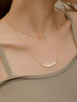 Feather Pendant Layered Chain Necklace 1pc