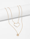 Heart Pendant Layered Chain Necklace 1pc