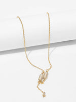 Faux Pearl Bar Lariats Necklace 1pc