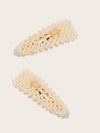 Faux Pearl Decor Hair Snap Clip 2pack