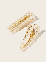 Faux Pearl Decor Hair Snap Clip 2pack