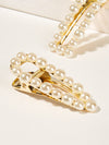 Faux Pearl Decor Hair Snap Clip 2pack