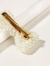 Faux Pearl Decor Bow Shaped Hair Clip