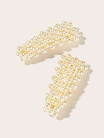 Faux Pearl Decor Hair Snap Clip 2pack