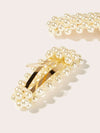 Faux Pearl Decor Hair Snap Clip 2pack