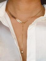 Leaf Detail Lariat Necklace 1pc