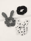 Polka Dot & Striped Hair Scrunchies 3pack