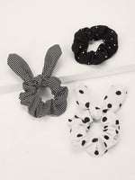 Polka Dot & Striped Hair Scrunchies 3pack