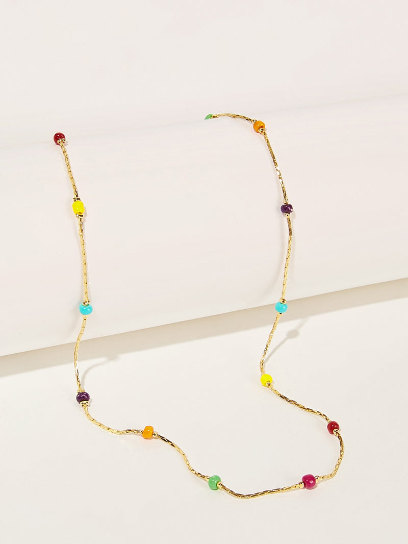 Bead Detail Chain Necklace 1pc