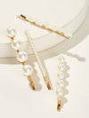 Faux Pearl Decor Hair Clip 4pcs