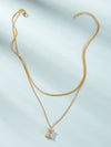 Rhinestone Layered Chain Necklace 1pc