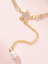 Faux Pearl Pendant Rhinestone Lariat Necklace 1pc