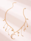 Star & Moon Tassel Decor Statement Necklace 1pc