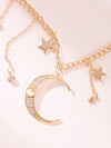 Star & Moon Tassel Decor Statement Necklace 1pc