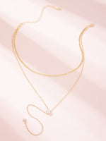 Rhinestone Charm Chain Lariat Necklace 1pc