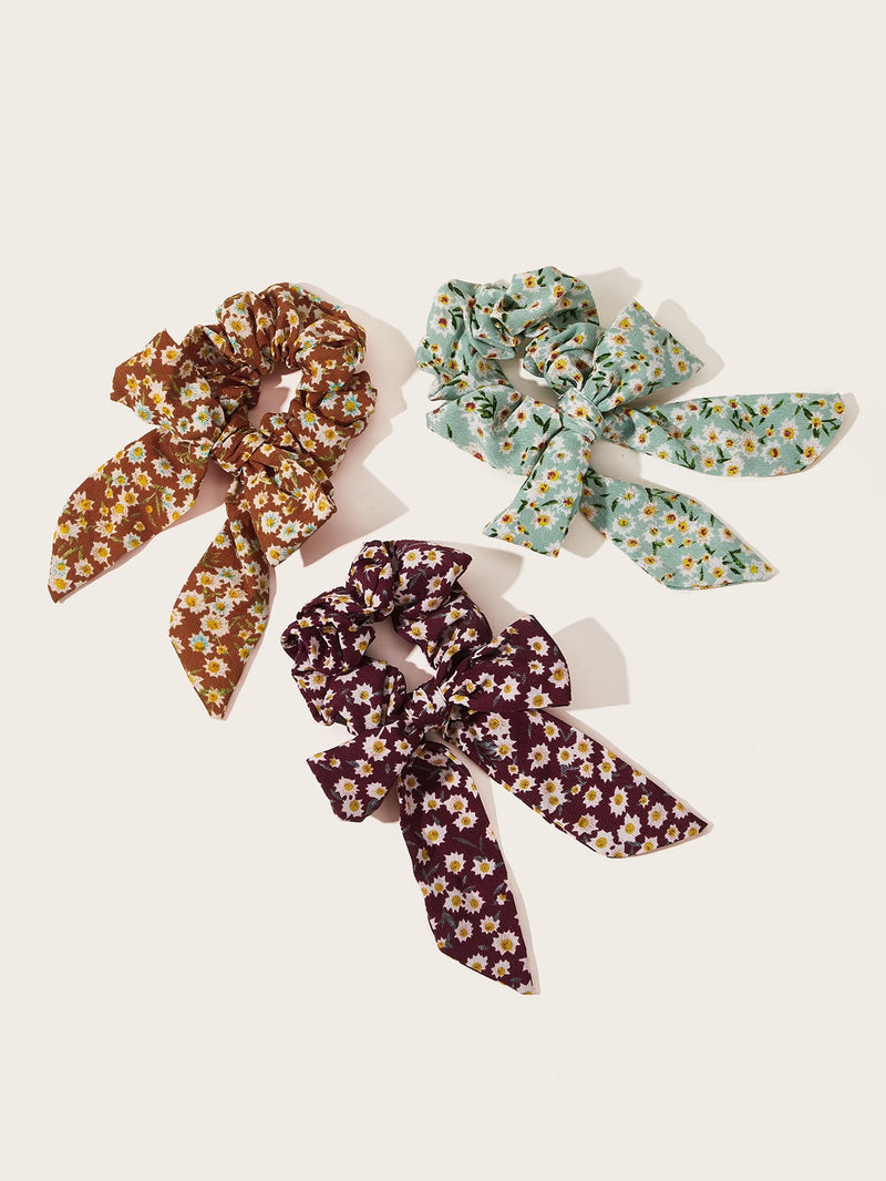 Daisy Print Scrunchie Scarf 3pcs