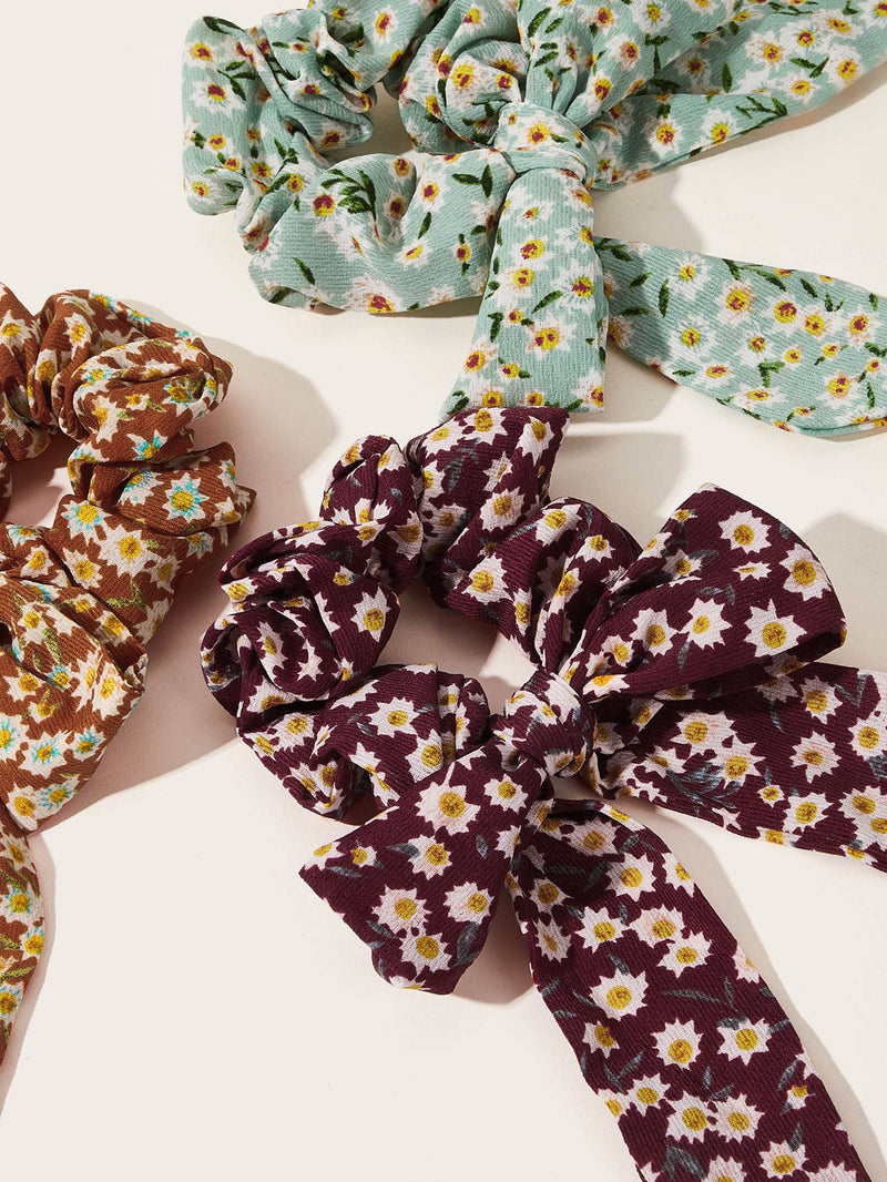 Daisy Print Scrunchie Scarf 3pcs