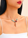 Shell Charm Turquoise Decor Chain Necklace 1pc