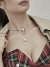 Faux Pearl Pendant Rhinestone Lariat Necklace 1pc