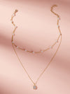 Faux Pearl & Rhinestone Charm Layered Necklace 1pc