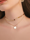 Disc Charm Layered Necklace 1pc