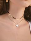 Disc Charm Layered Necklace 1pc