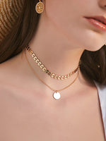 Disc Charm Layered Necklace 1pc