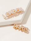 Faux Pearl Letter Design Hair Clip 2pcs