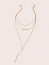 Bar & Faux Pearl Charm Layered Lariat Necklace 1pc