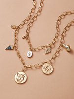 Coin & Shell Charm Chain Necklace 2pcs